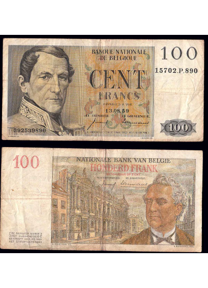 BELGIO 100 Francs 1959 MB Re Leopoldo